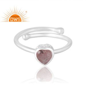แหวนพลอยควอตซ์ธรรมชาติทำจากเงินสเตอริ925ผู้ผลิตเครื่องประดับแบบกำหนดเอง - Product Image 3