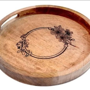 Rustic Handcrafted <b>Wooden</b> Serving Tray & Platter-Eco-Friendly Customizable Color & Size Multi-Purpose Use - Product Image 1