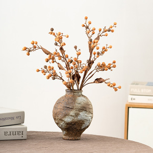 Vase en céramique rustique pour la décoration de la maison, vases en terre cuite de style campagnard, vase texturé vintage délavé, vase pour pampas pour la décoration du salon - Product Image 4