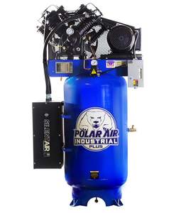 Compresor de Aire Industrial Plus Silencioso Original de 7.5HP, 80 Galones, Vertical, de 2 Etapas, 31CFM, 230V, Monofásico, con Sistema de Drenaje Automático PSP07V080V1 - Product Image 1