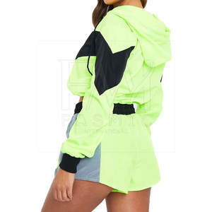 Tenues fermeture éclair avant taille élastique deux pièces ensembles avec emballage personnalisé femmes été coupe-vent ensembles - Product Image 3