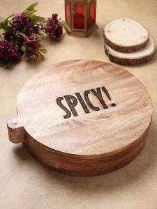 Artistic <b>Wooden</b> Spice <b>Box</b> <b>With</b> Decorative Hand Carved <b>Lid</b> Handcrafted <b>Wooden</b> Masala <b>Box</b> <b>With</b> Easy Lift Transparent <b>Lid</b> - Product Image 3