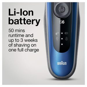 Rasoir électrique sans fil bleu avec support de charge, rasoir rotatif à grille rechargeable pour utilisation humide/sèche, étanche IPX7 pour le visage et les voyages, lavable - Product Image 4