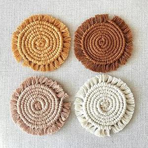 Customized Boho Macrame <b>Coasters</b> Hand <b>Woven</b> Color Mats & Pads for Tea & Coffee Mugs - Product Image 1