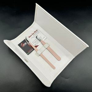 Bota delgada de 90 grados de Color desnudo y pinzas de aislamiento curvas largas Pinzas de extensión de pestañas con logotipo personalizado de acero inoxidable sostenible - Product Image 5