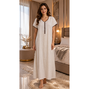 Camisón Largo de Rayón Suave para Mujer con Cierre Frontal - Vestido de Dormir Premium Cómodo - Product Image 1
