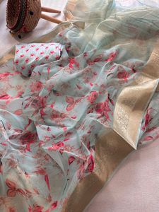 Latest Designer Outfit Best Fabric Latest Collection <b>Organza</b> <b>Silk</b> Saree Blouse Women Fashion Manufacturer From Surat India - Product Image 6