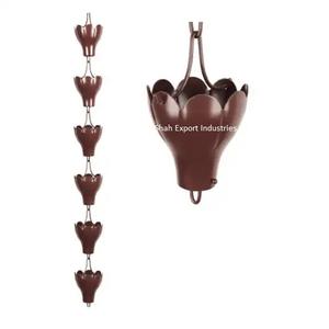 Cadena de lluvia de taza de flor de hierro hecha a mano con revestimiento de polvo negro, cadena de lluvia decorativa de jardín para decoración de hogar y jardín - Product Image 4