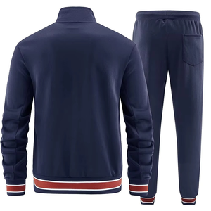 Ropa deportiva de invierno para hombre con capucha y cremallera de 2 piezas de alta calidad, chándal de fútbol, forro polar, entrenamiento de calentamiento ligero - Product Image 4