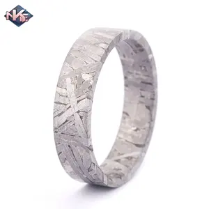Amazon Hot Selling Mens 6mm Flat Real Genuine Pure Aletai Meteorite Ring per il matrimonio