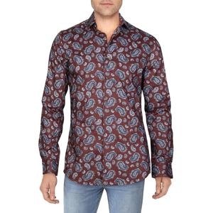 Bar III <b>Men's</b> Slim Stretch Casual Dress <b>Shirt</b> Red Size 3XL <b>High</b> <b>Collar</b> Short Sleeves Anti-Wrinkle Poplin Fabric ODM Supply - Product Image 1