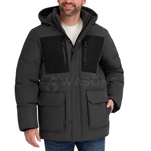 Minimalist <b>Men</b> Hooded Puffer Jacket Simple Lightweight Warm Winter Front Logo Clean Style Outerwear 2026 - Product Image 4