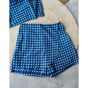 Jupes-culottes bleues à carreaux pour femmes - Product Image 5