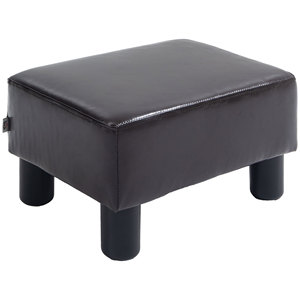 Homcom footstool เบาะสี่เหลี่ยมผืนผ้า footstool pouf ในหนัง Faux, 40x30x24เซนติเมตร, สีน้ำตาล - Product Image 1
