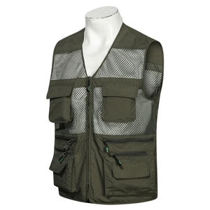 เสื้อกั๊กตกปลาแบบใหม่ คอวี ไร้แขน สำหรับฤดูใบไม้ผลิ ไซส์ใหญ่สำหรับผู้ชาย ผ้าตาข่าย กระเป๋าหลายช่อง สไตล์วินเทจ ยืดหยุ่นได้ - Product Image 2