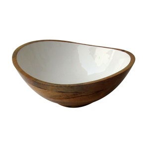 Elegante cuenco de madera para servir para hotel, ensaladera de forma ovalada de mesa de comedor de madera de acacia, cuenco para servir a la venta - Product Image 1