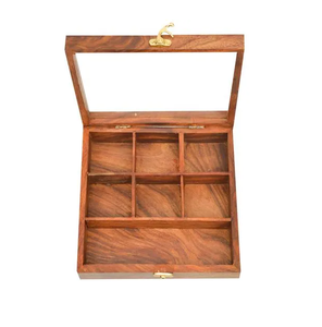 Caja de almacenamiento de especias y cucharas Masala Dabba de madera con tapa para utensilios de cocina y restaurantes a la venta - Product Image 5