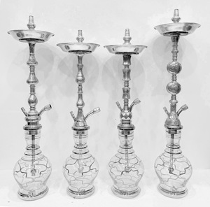 Premium lujo tradicional egipcio Shisha plata latón macizo dos niveles Mini Hookah profundo grabado a mano vástago de acero inoxidable - Product Image 3