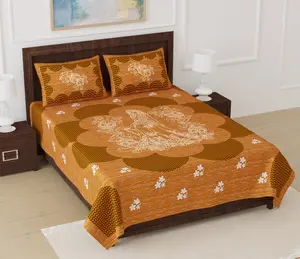भारतीय कॉटन बेडशीट 100% कॉटन किंग साइज बिस्तर सेट लक्जरी डबल बेडशीट तकिया कवर के साथ होम टेक्सटाइल बेडशीट