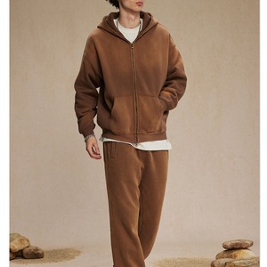 Custom Men's Half Zip up Solid Color Hoodie Washed Technicis in Sustainable Knitted Fabric Washed Technique - Product Image 5