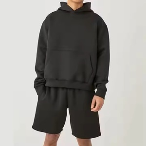 Ensembles courts en molleton de coton 2 pièces de haute qualité pour hommes Ensemble sweat à capuche et short en deux pièces à motif solide avec logo personnalisé - Product Image 1