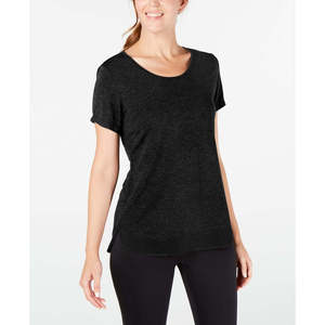 T-shirt nera slim fit da donna Ideology XS/XS/XL/Crop Top con orlo in rete e motivo a maglia traspirante, taglia Media - Product Image 1