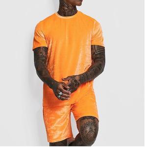 Ensemble short d'été en velours pour hommes T-shirt et short en velours à manches courtes respirant sur mesure pour la plage - Product Image 5