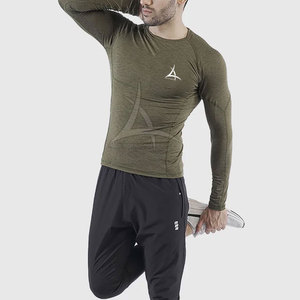 Chemises de compression solides de dernière génération fabriquées au Pakistan, en spandex et polyester, pour hommes, écologiques, respirantes, manches longues - Product Image 2