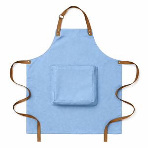 Classic Green Canvas Fashionable Eco-Friendly Bib <b>Apron</b> with Leather Straps and Front Pocket Durable for Cleaning Supplies - Product Image 3