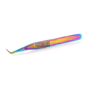 Pince à épiler d'extension de cils japonaise en acier inoxydable enduite d'arc-en-ciel de belle conception - Product Image 5