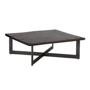 Table basse moderne en bois massif noir écologique - Rectangulaire en bois de manguier, base en métal industriel, meubles de salon - Product Image 2