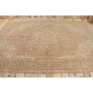Tapis turc 8,4 x 11,5 pieds, tapis vintage, tapis abstrait beige en laine - Product Image 2
