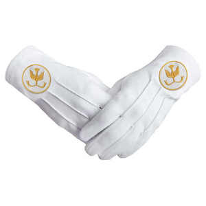 Guantes de algodón de alta calidad 100% guante de algodón blanco pesado guante de bordado masónico bordado personalizado algodón masones masónicos - Product Image 2