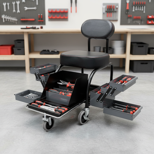 Asiento Profesional para Taller de Herramientas ITA con Bandejas Laterales Expandibles y Portavasos, Capacidad de Peso de 227 kg, Manual - Product Image 4