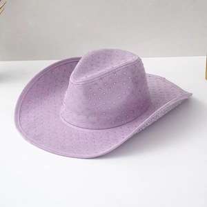 Sombrero de vaquero de cristal con purpurina de invierno para hombre y mujer, sombrero vaquero de fieltro de lana con diamantes de imitación, sombrero de ala ancha Fedora - Product Image 4