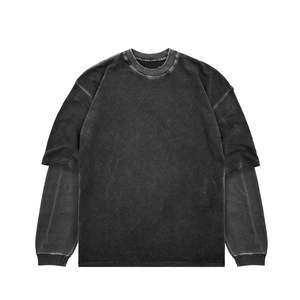 Sweatshirts vierges personnalisés 100% coton en éponge française de haute qualité pour hommes Vente en gros d'usine OEM Sweatshirts délavés à l'acide pour hommes lourds - Product Image 2