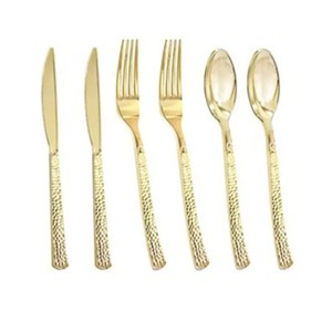 Ensemble de couverts à manche martelé en acier inoxydable cuillère fourchette couteau parfait pour les restaurants hôtel et complexe de l'Inde - Product Image 1