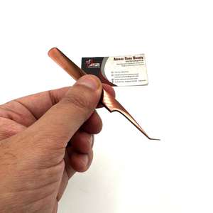 Pince à épiler isolante à 45 degrés en acier inoxydable plasma or rose, impression de logo personnalisée, service OEM durable - Product Image 4