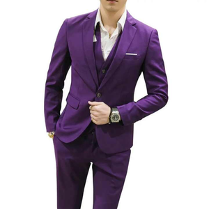 Costume pour Homme Coupe Ajustée sur Mesure en Tissu Extensible, Ensemble 2 ou 3 Pièces, Veste Unie à Un Bouton et Pantalon - Product Image 2