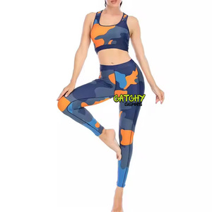 Conjuntos de Yoga de alta elasticidad Fitness mujeres 2025 transpirable dos piezas gimnasio al aire libre Ropa deportiva entrenamiento Ropa Deportiva Yoga Leggings traje - Product Image 5