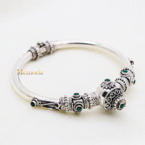 925 Sterling Silver Best Quality Natural Green Onyx Gemstone <b>Bracelet</b> Oxidized Kada <b>Gold</b> Plating for Parties Wholesale Jewelry - Product Image 2