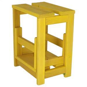 Sgabello in Legno a 2 Gradini WELL HOME 32x23x40 cm Finitura Gialla - Product Image 4