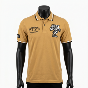 เสื้อโปโลผู้ชายผ้าคอตตอนปิเก้ 240 GSM สีน้ำตาลดำ แผ่นปะลายปักที่อก พร้อมป้ายโลโก้แบบกำหนดเอง - Product Image 4