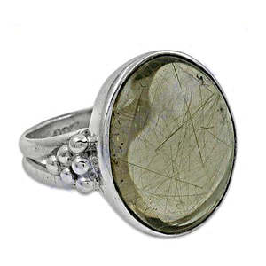 Bague délicate pour femme avec pierre précieuse, argent 925, quartz rutile, bijoux faits à la main, plaqué vermeil, certifié GRS, or 10 carats - Product Image 3