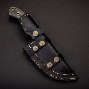 Cuchillo de caza de acero damasco con hoja fija Ironside al por mayor, cuchillo de caza hecho a mano con patrón de gota de lluvia, mango de Micarta, Funda de cuero - Product Image 6