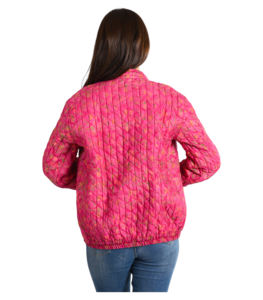 Femmes belle main bloc imprimé coton matelassé veste imprimé fleuri décolleté poches hiver court manteau tissé tissage - Product Image 6