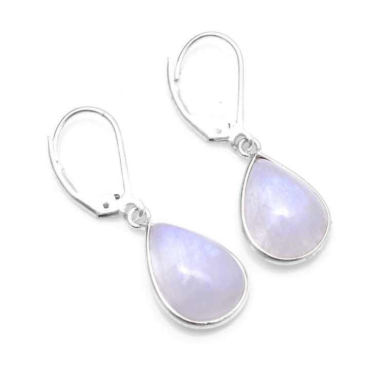 Boucles D'oreilles Argent Sterling 925 Avec Pierre De Lune - Neuf Sans Boîte