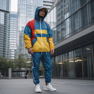 Nouveau modèle Survêtement coupe-vent Veste de pluie personnalisée pour homme Ensembles de pantalons Street Style Wind Breaker Survêtement pour homme - Product Image 3