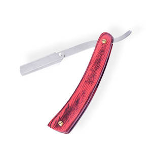 Rasoir de coiffeur rose droit à lame unique de luxe avec manche en bois pour le toilettage du visage et du corps du bikini des aisselles - Product Image 1