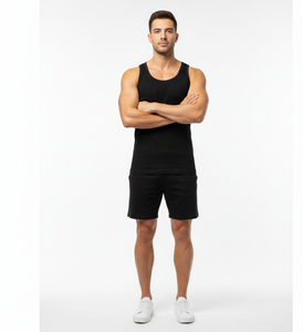 Gilet en coton noir Alpha Comfort pour homme, design sans manches avec tissu doux et respirant, coupe extensible, parfait pour un usage quotidien - Product Image 1